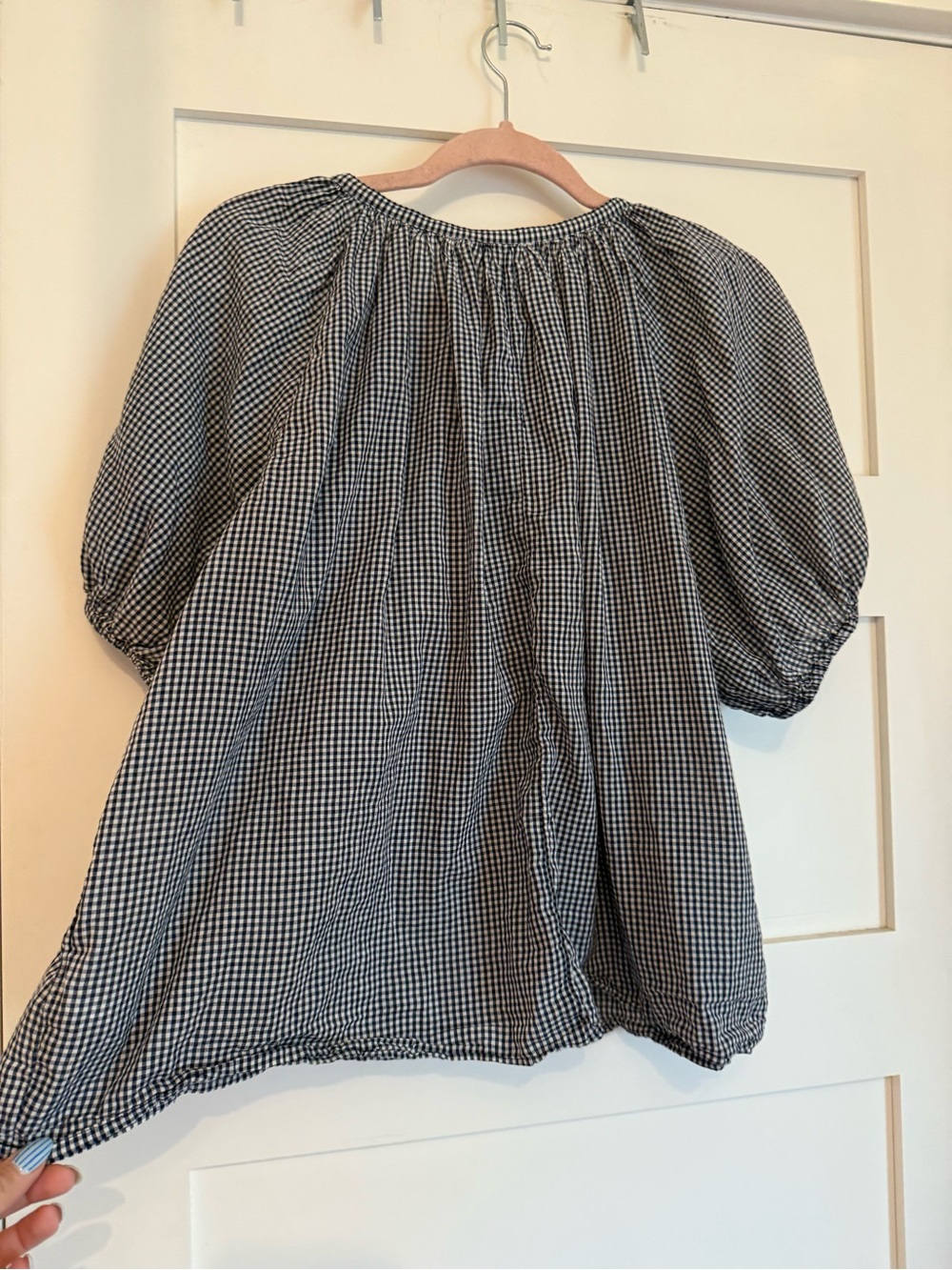 GAP Black and White Gingham Peasant Blouse - Picture 5 of 6
